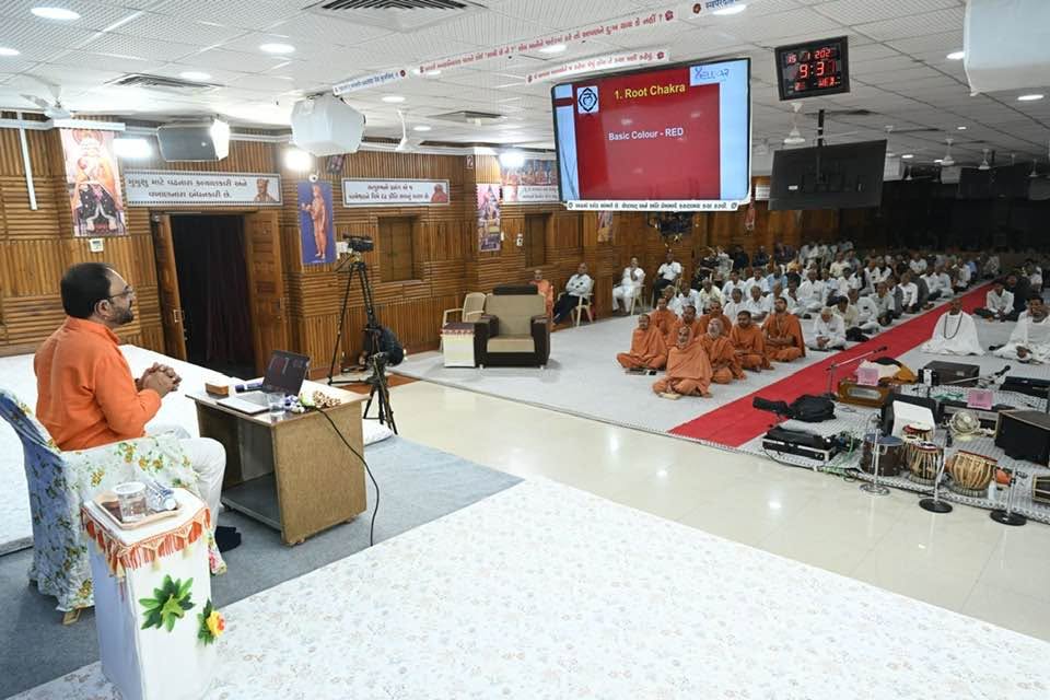 Root Chakra teaching session with sadhus and devotees