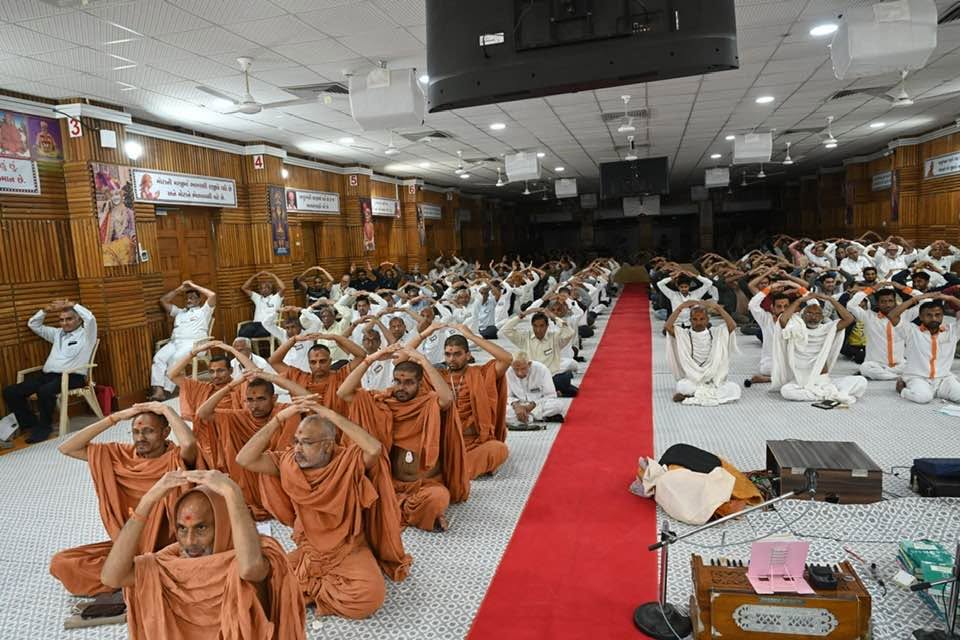 Group meditation and satsang gathering
